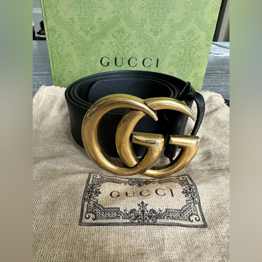 *Authentic* Gucci Double G Wide Leather Belt
